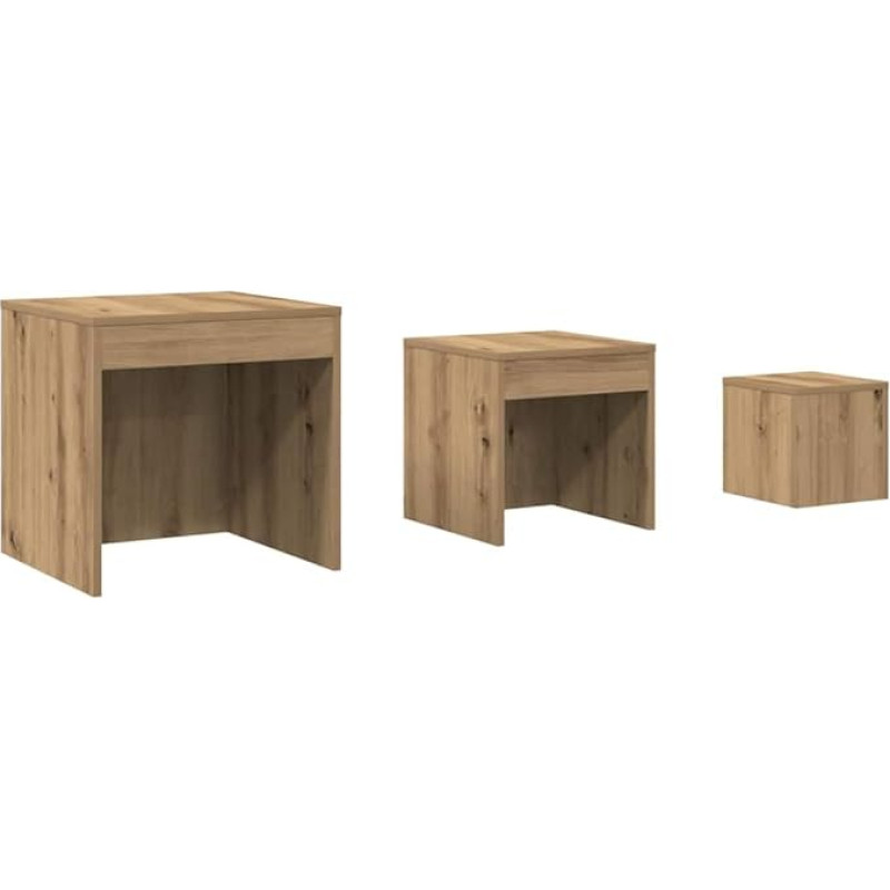 vidaXL 3 pesitsuslaua komplekt Artisan Oak Wood materjalist