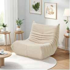 Laisk diivan Täiskasvanute ühekohaline diivan Laisk kangas pehme lambavillast lugemistool Mugav 1 istekohaga diivan koju magamistoas kontor (beež)