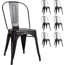 Kosmi - 6 musta metallist tooli, matt must tööstusstiilis Factory