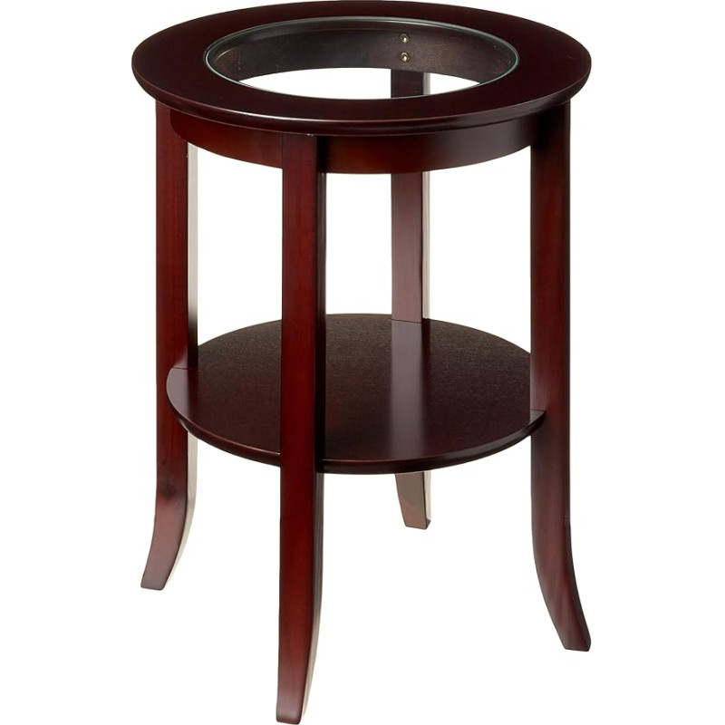Frenchi Furniture-Wood Genoa End Table, ümmargune külg- ja kõrvallaud, klaasist espresso