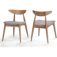 Christopher Knight Home Issaic helehall kangas ja tamme viimistlusega söögitoolid (2 tk) (komplekt)