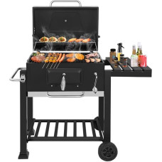Holzkohlegrill für den Außenbereich mit Beistelltisch - Familienterrassen-Grill, tragbarer Campinggrill für Hinterhof-Kochausflüge, perfekt für Heckklappe und Versammlungen im Freien