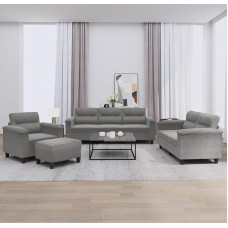 Dunkelgrauer Microfaser-Sofa-Set mit Fußhocker, 2+3 Sitze, max. 110 kg pro istme Model3202298