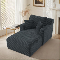 Chaise Lounge, põrandadiivan, Cloud Couch, kaasaegne Corduroy, lamamistool elutuppa, kontorisse ja korterisse (tumehall)