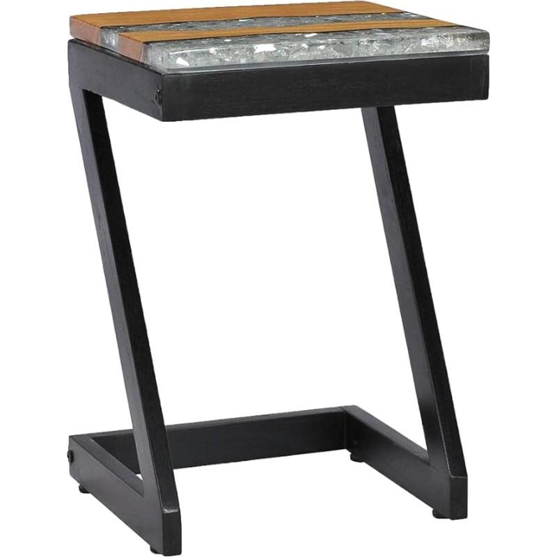 vidaXL Massello teakist kohvilaud Artigianale Unico stiilis maalähedane tööstuslik laud Basso elutoa kaunistamiseks valmistatud polüresiinist läbipaistev