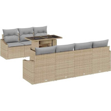 8-TLG. Garten-Sofagarnitur mit Kissen Beige Poly Rattan Gartenlounge Model3357683
