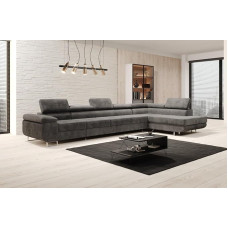 Luxusbetten24 Disainersohva Maxi nööriga koos magamisfunktsiooniga ja hoiuruumiga | Kate: | Värv: Cord | Värv: Värv: Hall | Versioon: .