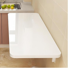 Wandmontierter Klapptisch Wandmontierter Klapptisch, Klappbarer Wandschreibtisch Funktioneller Hängeschreibtisch Klapptisch Wandmontage Mit Verstellbaren Stahlhalterungen Weiß L50xB30cm(L19.
