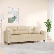 Homgoday Creme 3-Sitzer-Sofa mit Mikrofasergewebe, Metallgestell, PP-Baumwolle gefüllt - Komfortabel & Stabil Model3200981