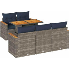 Mudel 3327442 6-osaline aiasohva komplekt koos pehmendusega Hall polü rotangist aiasohvaga