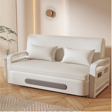 Multifunktsionaalne valge diivanvoodi, teisaldatav diivanvoodi 2 padjaga, ruumi säästev kokkupandav disain elutuppa, mitmekülgne diivanvoodi väikestesse ruumidesse