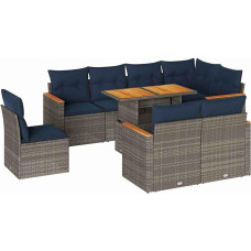 Rantry 9-TLG. Garten-Sofagarnitur mit Kissen Grau Poly Rattan Gartenlounge Model3327505