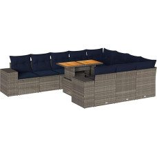 Rantry 11-TLG. Garten-Sofagarnitur mit Kissen Grau Poly Rattan Gartenlounge Model3327428