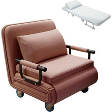 Kokkupandav diivan magamisfunktsiooniga, diivanvoodi käetugede ja 6 tasandiga reguleeritava seljatoega, kokkupandav ratastega lamamistool, eemaldatav puuvillane linasest riidest kate (mitmevärviline, 190 x 65 x 24 cm)