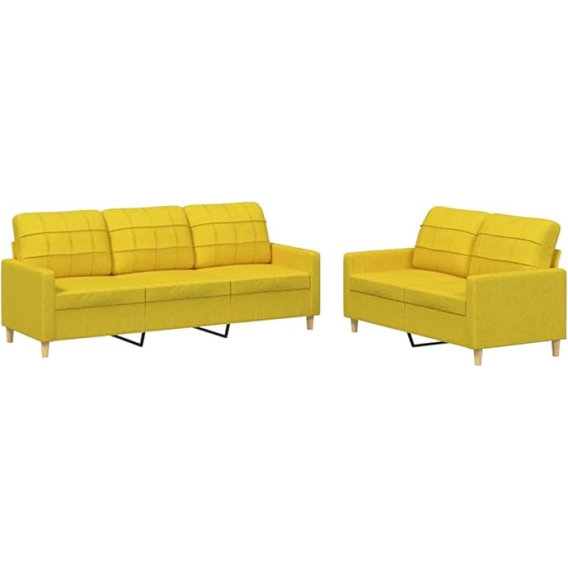 Vopese Hellgelbe 2- und 3-Sitzer-Sofagarnitur mit Schaumstofffüllung | Stoff (100% Polyester), Metall, Textilene, Sperrholz | Wohnzimmer, Entspannung, Bequemlichkeit Model3201311