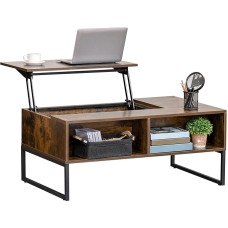 Homcom elutoa kohvilaud reguleeritava kõrgusega lauaplaadiga, puitlaastplaat, hall, 100 x 60 x 40 cm