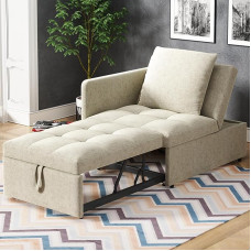 Magamistool, linasest riidest diivanvoodi väikestesse ruumidesse, reguleeritav seljatugi, ruumi säästev külalisvoodi ja päevavoodi koos lõõgastumisfunktsiooniga, beež