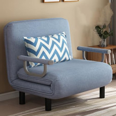 Teisaldatav diivanvoodi, 3 in 1 kokkupandav voodi 5 reguleeritava seljatoega ja padjadega, laisk lesilaua diivan, väike futon tool, diivan väikestesse ruumidesse, sinine, 80 cm.