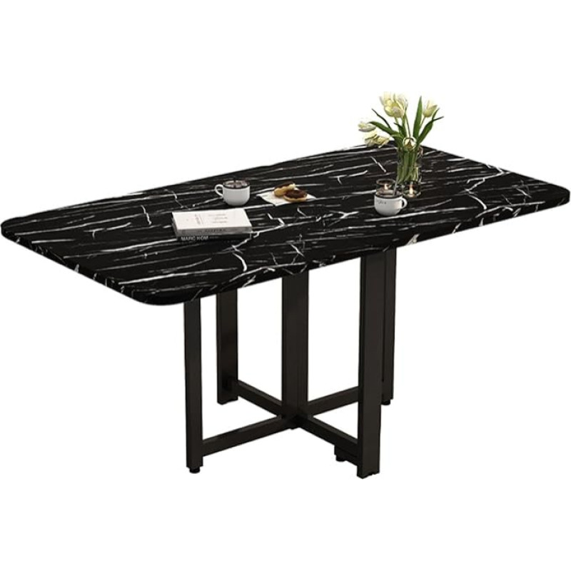 Modern Leaf söögilaud ruumi säästev pikendatav koos reguleeritavate jalapadjadega ja kokkupandava riiuliga, mis on teisaldatav väikestesse ruumidesse köögis (must, 100x60cm)