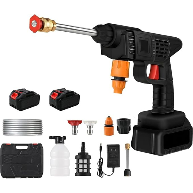 Aku survepesur, mobiilne akupesur 2 16680VF akuga ja hoiukastiga, 0-8 m veepihustuskaugus, auto, terrass, aed, vaipade puhastamine, bassein