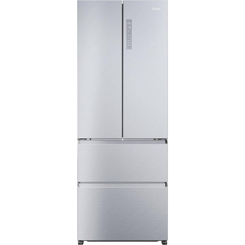 Haier French Door Fridge-Freezer Combination 70 cm Width I 446 L French Door Fridge, Freestanding I Double Door Fridge with Freezer, No Frost I LED, Touch Display I FD 70 Series 5 HFR5719ENMG