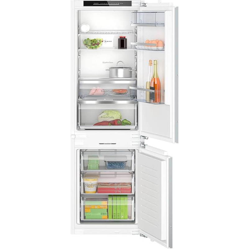 NEFF KI7863DD0, N 70, Built-In Fridge-Freezer, Built-In Fridge Combination with Freezer Area Bottom, 177.2 x 55.8 cm, 184L Cooling, 76L Freezer, NoFrost, Eco Air Flow, SoftClose