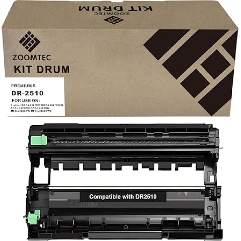 ZOOMTEC ühildub DR-2510 DR 2510 DR2510 trummeliga, mis ühildub Brother DCP-L2627DW HL-L2400DWE DCP-L2627DWXL DCP-L2620DW MFC-L2860DW DCP-L2665DW DCP-L2660DW MFC-L2860 DCP-L2660DW MFC-L2860
