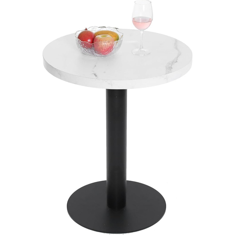 Mingone söögilaud Väike ümmargune köögilaud 60 cm söögilaud marmorist lauaplaadiga Ümmargune laud metallist jalaga elutuppa rõdule söögituppa, valge
