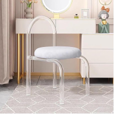 ZZenSmot kaasaegsed akrüül akendustoolid, läbipaistvad köögitoolid, söögitoolid, sametiga polsterdatud meigitool selge jalaga, kaasaegne baaritool ilma käedeta