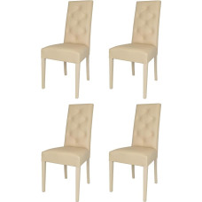 t m c s Tommychairs 4 moodsa Chantal tooli komplekt köögi ja söögitoa jaoks, vastupidav struktuur lakitud pöögipuidust, liivavärvi, polsterdatud ja polsterdatud kunstnahaga värviga Sand