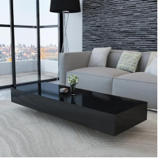 Moodne ristkülikukujuline kohvilaud, küljelaud, kohvilaud, kõrgläikega must, 115 x 55 x 31 cm