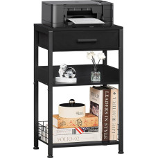 Lerliuo Kõrvallaud koos riidest sahtliga, 3-tasandiline tööstuslik puidust küljelaud koos hoiuruumiga, kaasaegne kõrge printeri stend, vintage öökapis elutuppa, magamistuppa, väikesesse magamistuppa