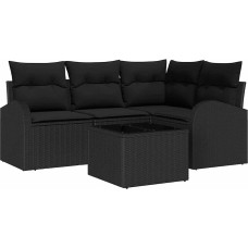 5-teiliges Garten-Sofa-Set mit Kissen Beige Poly-Rattan Gartenlounge Model3346033