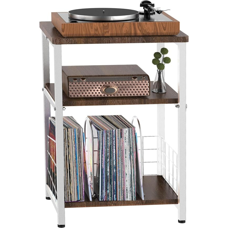 Tuohours 3-tasandiline küljelaua pöördlaua stend koos hoiuruumiga