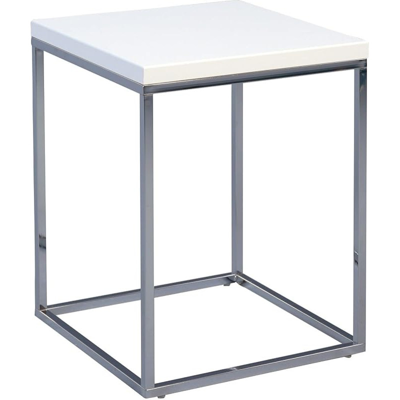 M2 Kollektion Roxy Tavolino Basso, kroomitud metall valge matt, 40 x 40 x 52 cm