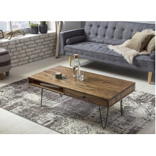 Massiivpuidust Sheesham kohvilaud Balu 120 x 60 x 43 cm sahtlitega elutoa laud