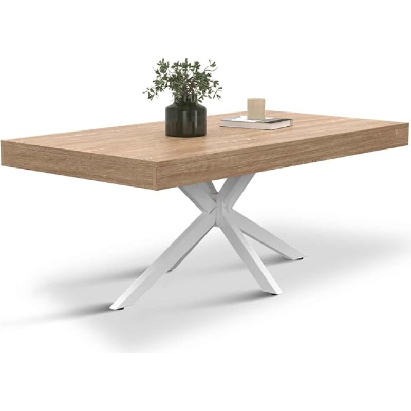 IDMarket - Alix Ristkülikukujuline kohvilaud 110 cm Spider alus puidust ja valge värvi