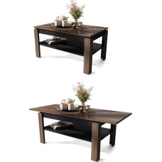 Asti-R elutoa laud 100 x 60 cm, kohvilaud riiuliga, kohvilaud pikendatav kuni 140 cm, diivanilaud koos sisseehitatud plaadiga, valge, Gold Craft, pruun, Wotan, Artisan 05 (pruun tamm + must)