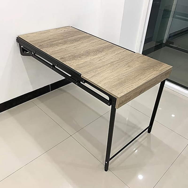 ZEQFEMKL An der Wand montierter Klapptisch, klappbare Esstische, klappbarer Wandtisch mit Klappblatt, schwebender Schreibtisch mit Eisenhalterung, herunterklappbarer Schreibtisch für kleine Räume, Es