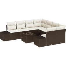 Model3346998 9-osaline aia diivan komplekt koos padjaga Brown Poly Rattan Garden Lounge