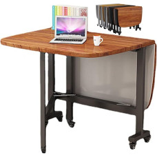Klappbarer Klapptisch-Set, 100 x 60 cm, Holzfarbe, platzsparend, für drinnen und draußen, Esstisch mit Stühlen zum Arbeiten, Studieren und Essen
