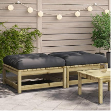 Homgoday Fußhocker für den Garten, mit Kissen, 2 Stück, aus imprägniertem Kiefernholz, Sofas für den Außenbereich, für den Garten, Bett, Sofa, Diivan, Sofa, Garten, Wohnzimmer, Terrasse, Außenbereich, Möbel