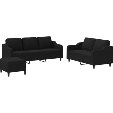 Vopese Schwarz Stoff 2- und 3-Sitzer-Sofa mit Fußhocker, Atmungsaktiv, 138-198 cm, Wohnzimmer Model3201846