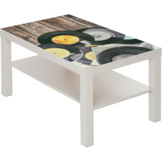 Kohvilaud retro plaadiga Pildi disainiga Puit Valge