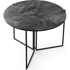 Menzzo Ümmargune laud kokkuklapitav ruumi säästev Origami läbimõõt 100 cm Marmori efekt Must metall Must
