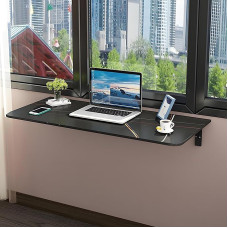 ZEQFEMKL Klapptisch zur Wandmontage, Klapptisch zur Wandmontage, platzsparender, Faltbarer, schwebender Schreibtisch, an der Wand montierter Klapptisch mit Ständer, grau, L50 x B30 cm (L19,6 x B11,8)