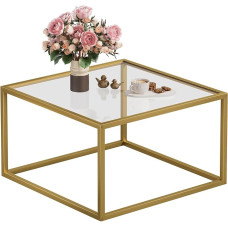 SAYGOER kuldne klaasist kohvilaud, kaasaegne kohvilaud väikesesse ruumi, lihtne ruudukujuline keskne laud elutuppa, kodukontorisse, 26,7 x 26,7 x 17,7 cm, lihtne kokkupanek