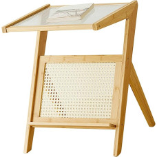 Bewinner diivanipoolne laud, kaasaegne dekoratiivne kohvilaud koos hoidja ja klaasist lauaplaadiga, lillepeenar, sisekujundus