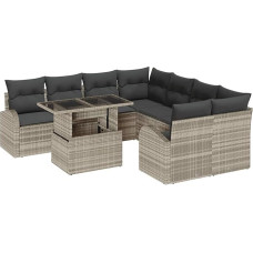 9-teiliges Garten Sofaset mit Kissen Hellgrau Poly-Rattan Gartenlounge Model3348618