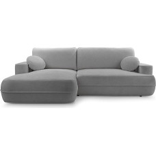 Magamisfunktsiooniga ja praktilise voodikastiga nurgadiivan - pehmete pehmete padjadega ja ruumilise lamamistoaga L-kujuline diivanvoodi 260 x 168 cm, Fuego nurgadiivan, hall